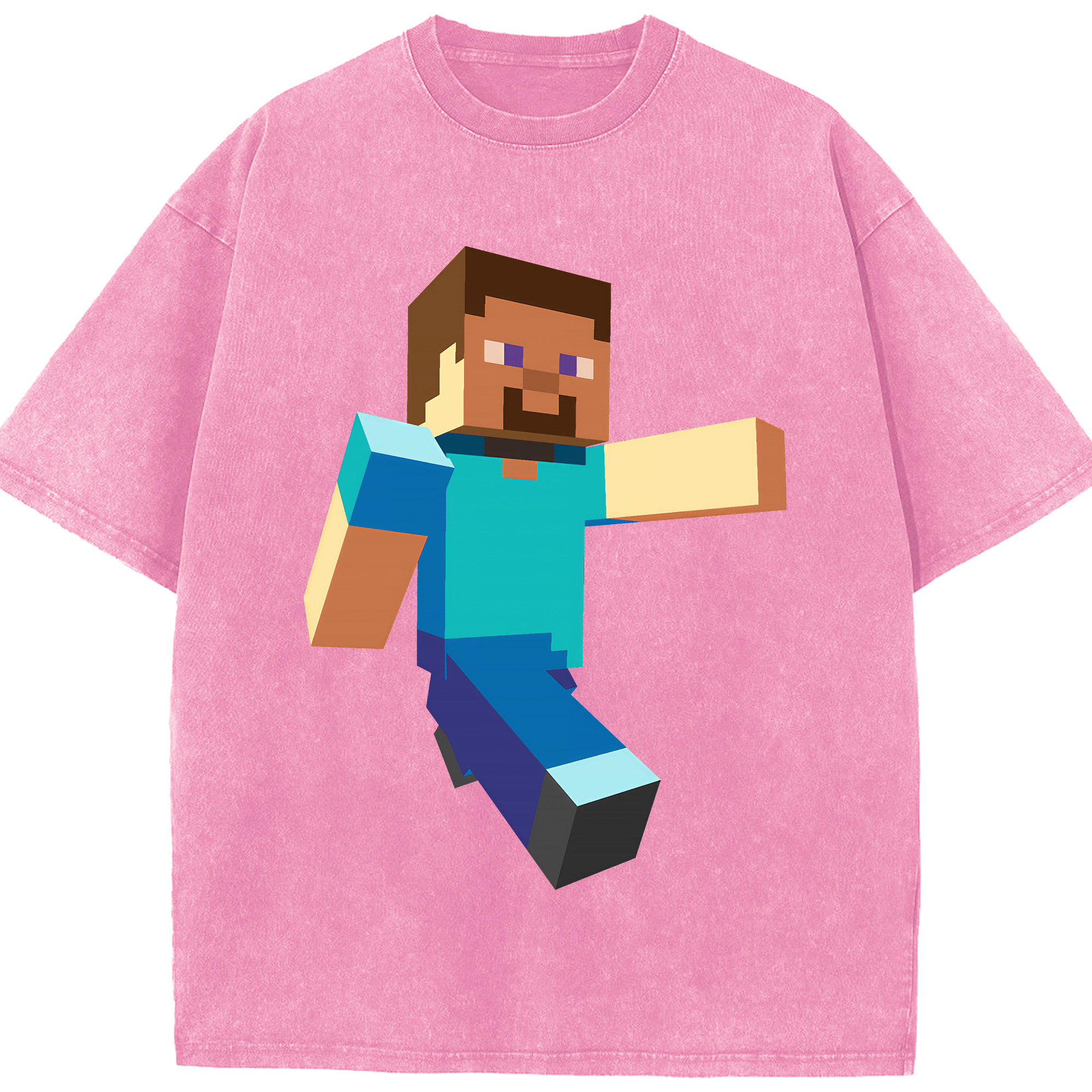 （画像用） マインクラフト ブロックの世界 Minecraft MC Block world 綿100% ヴィンテージ風 半袖Tシャツ（フロントプリント）